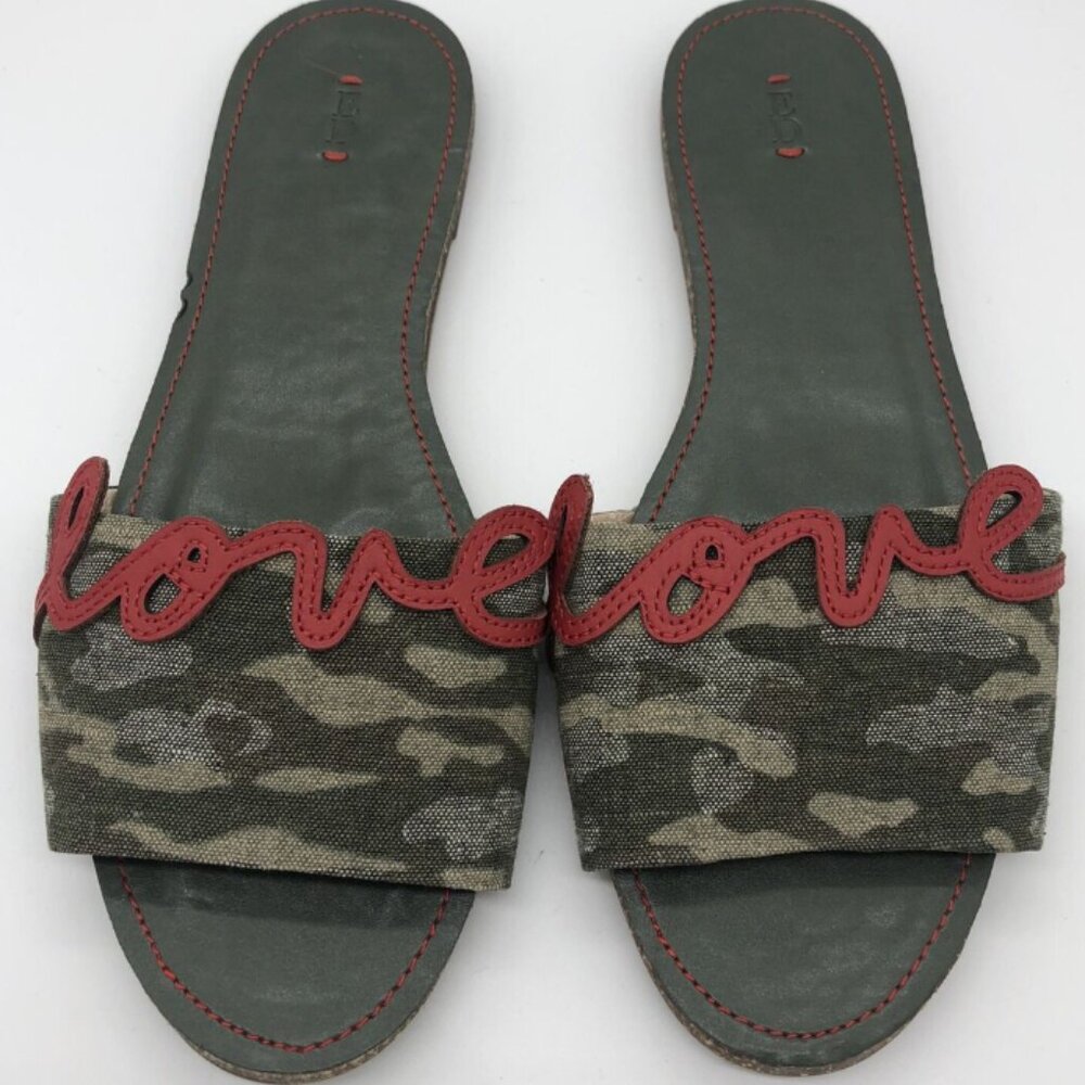 ED ELLEN DEGENERES Sharlin Camo Love Slide Open Toe Slip On Sandals - Size US 6